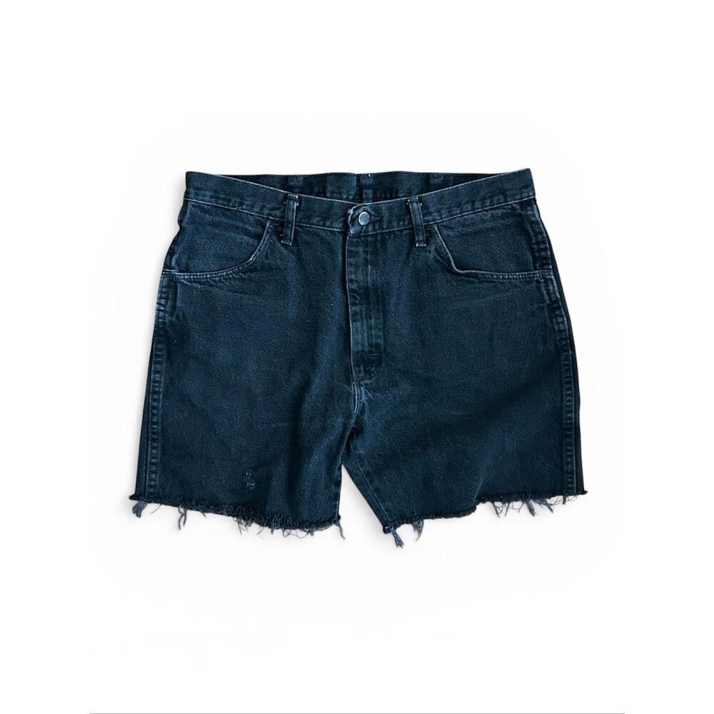 Black Denim Rustler Jean Cut Off Shorts 36”